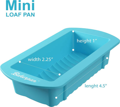 Bakerpan Silicone Mini Loaf Pans for Baking, Mini Cake Pans, 4.5" Mini Baking Pan