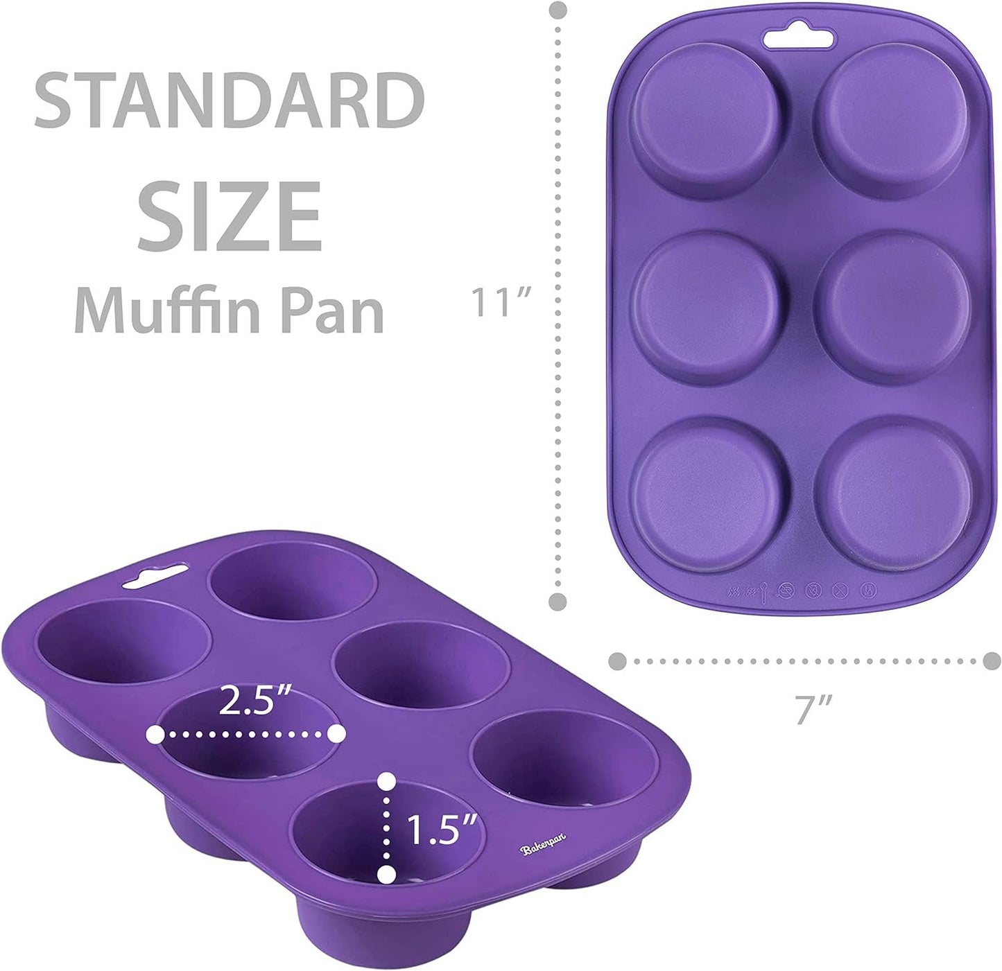 Bakerpan Silicone Muffin Pan, Cupcake Tray, Muffin Baking Mold, Muffin Tray