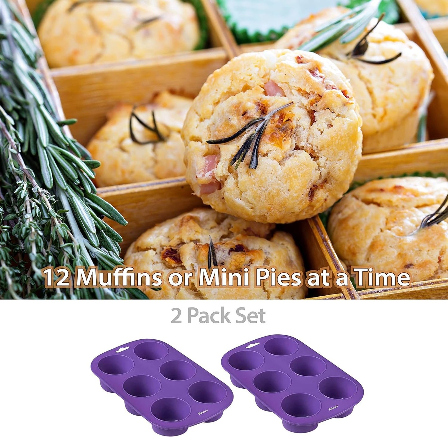 Bakerpan Silicone Muffin Pan, Cupcake Tray, Muffin Baking Mold, Muffin Tray