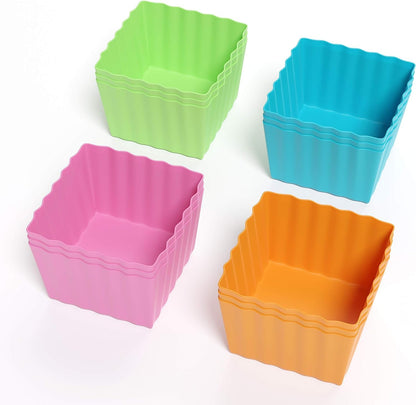 Bakerpan Silicone Square Molds for Baking, Square Baking Cups, Mini Cake Molds