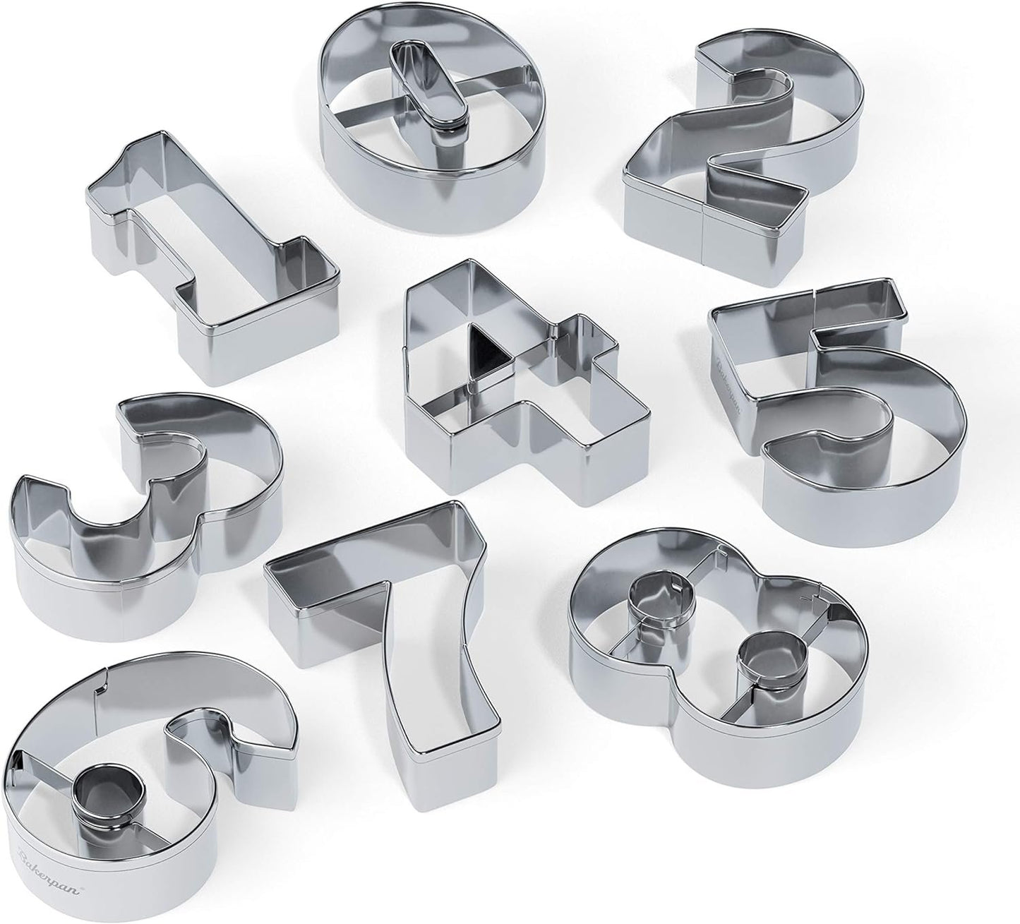 Bakerpan Stainless Steel Cookie Cutter Number Shapes Set 3 1/2" w/Dough Cutter