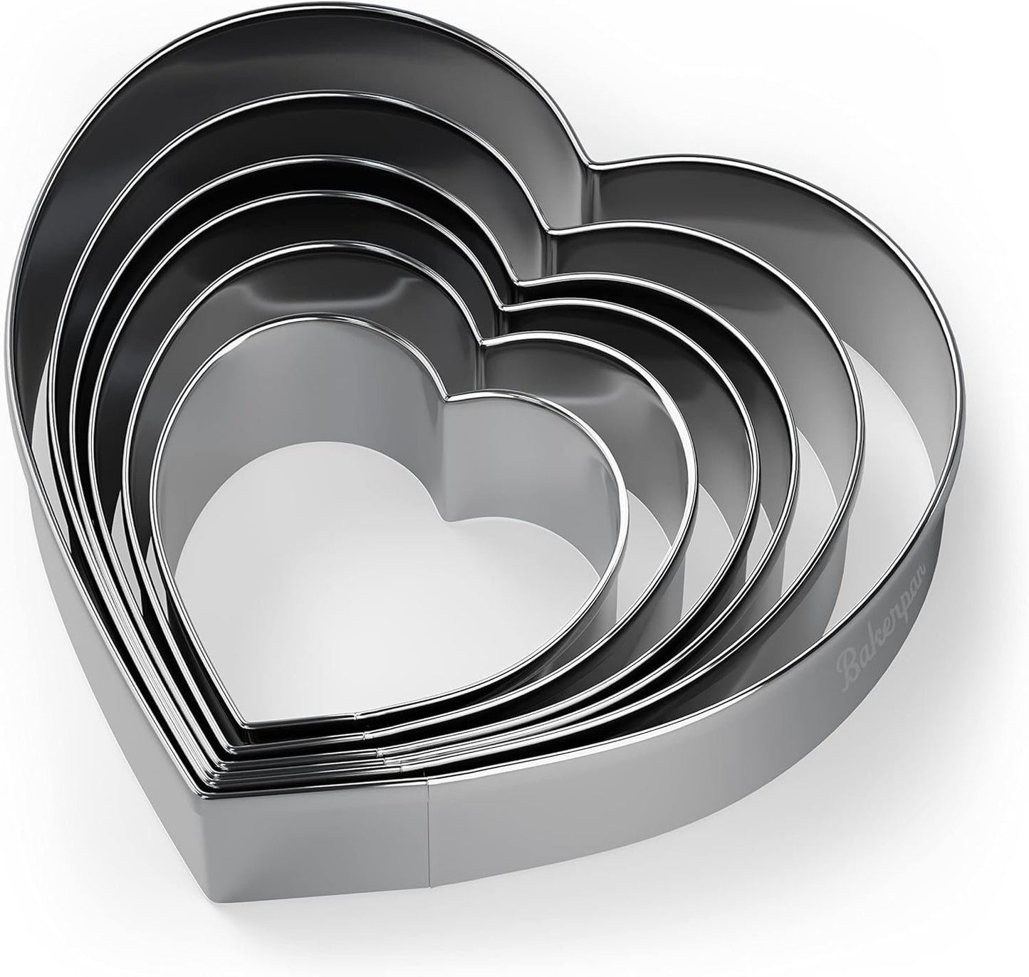 Bakerpan Stainless Steel Heart Cookie Cutter Set, Valentine's Day Cookie Cutters