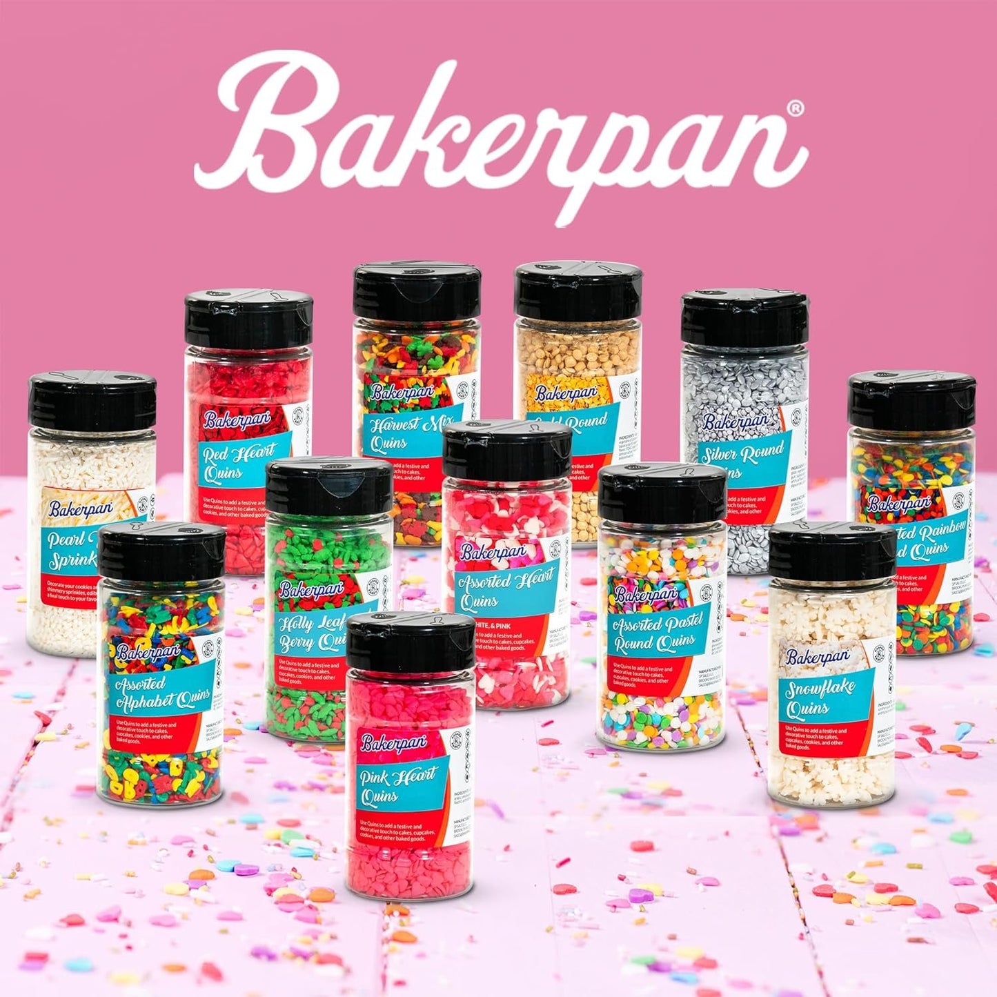 Bakerpan Sprinkles, Confetti Edible Quins for Cupcakes, Ice Cream