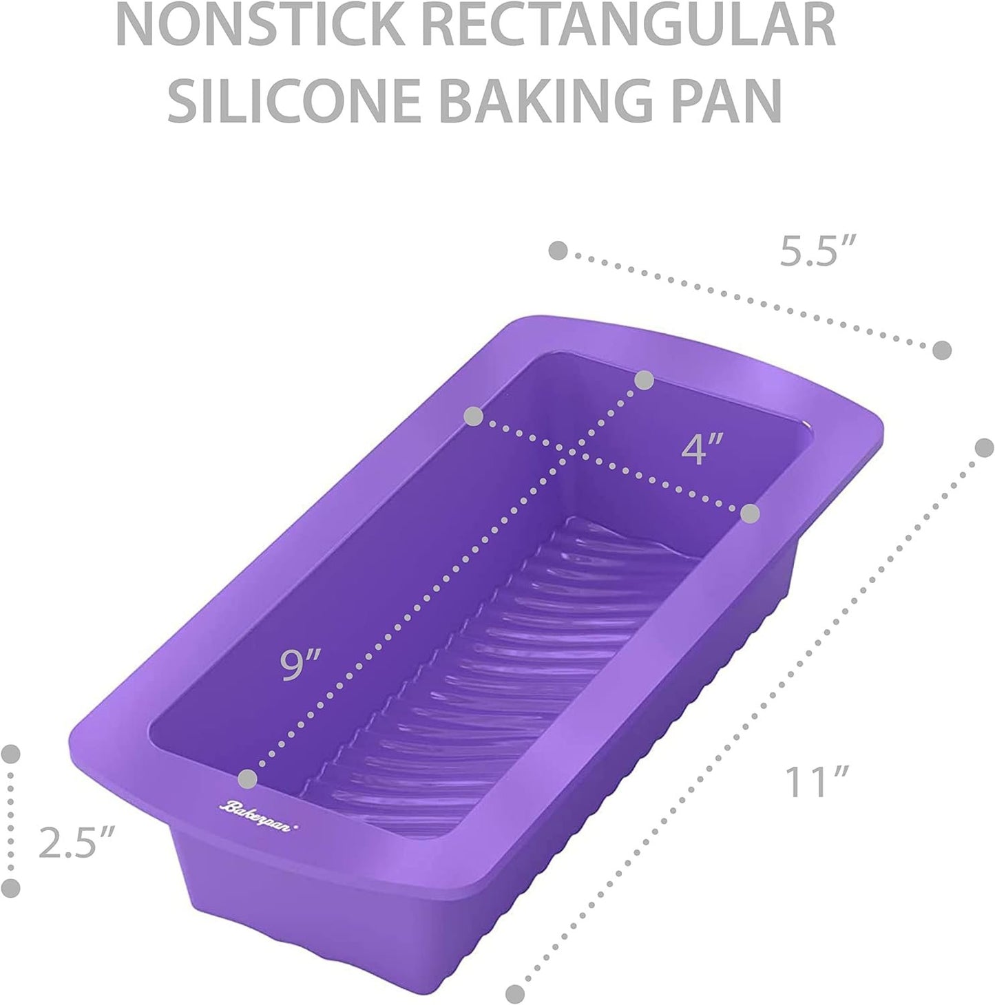 Bakerpan Silicone Bread Loaf Pan for Baking, 9 Inch Cake Mold Baking Pan