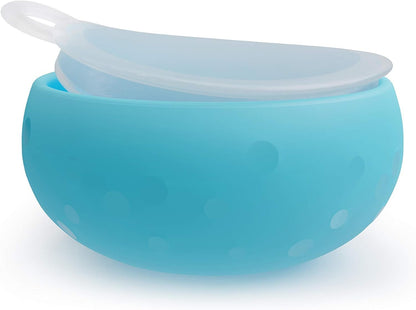 Bakerpan Silicone Toddler Feeding Bowl with Lid for Food and Snacks On The GO