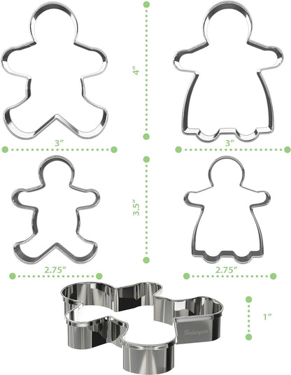 Bakerpan Stainless Steel Gingerbread Cookie Cutters, Boy and Girl Gingerbread
