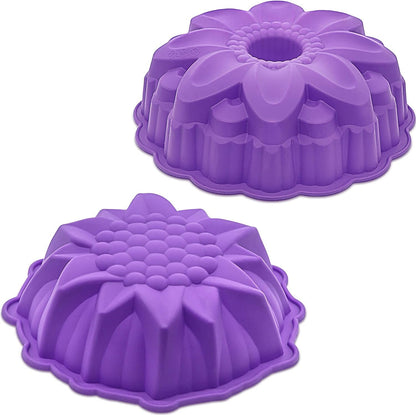 Bakerpan Silicone Cake Mold for Baking, Flower Fluted Cake Pan, 8" Cake Molds