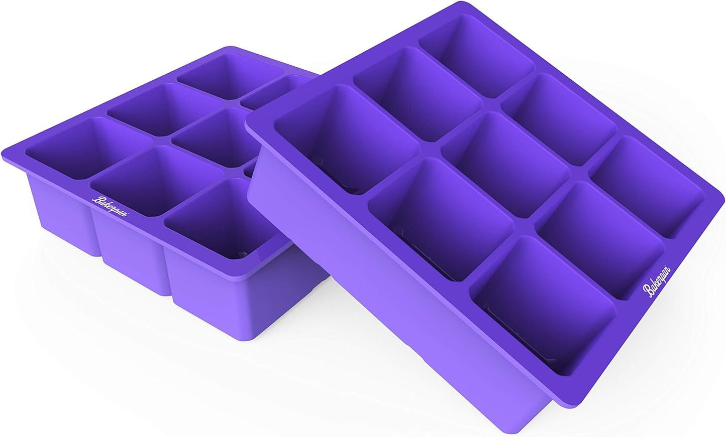 Bakerpan Silicone Ice Cube Tray, Ice Cube Mold for Whiskey, Cocktails - Set of 2