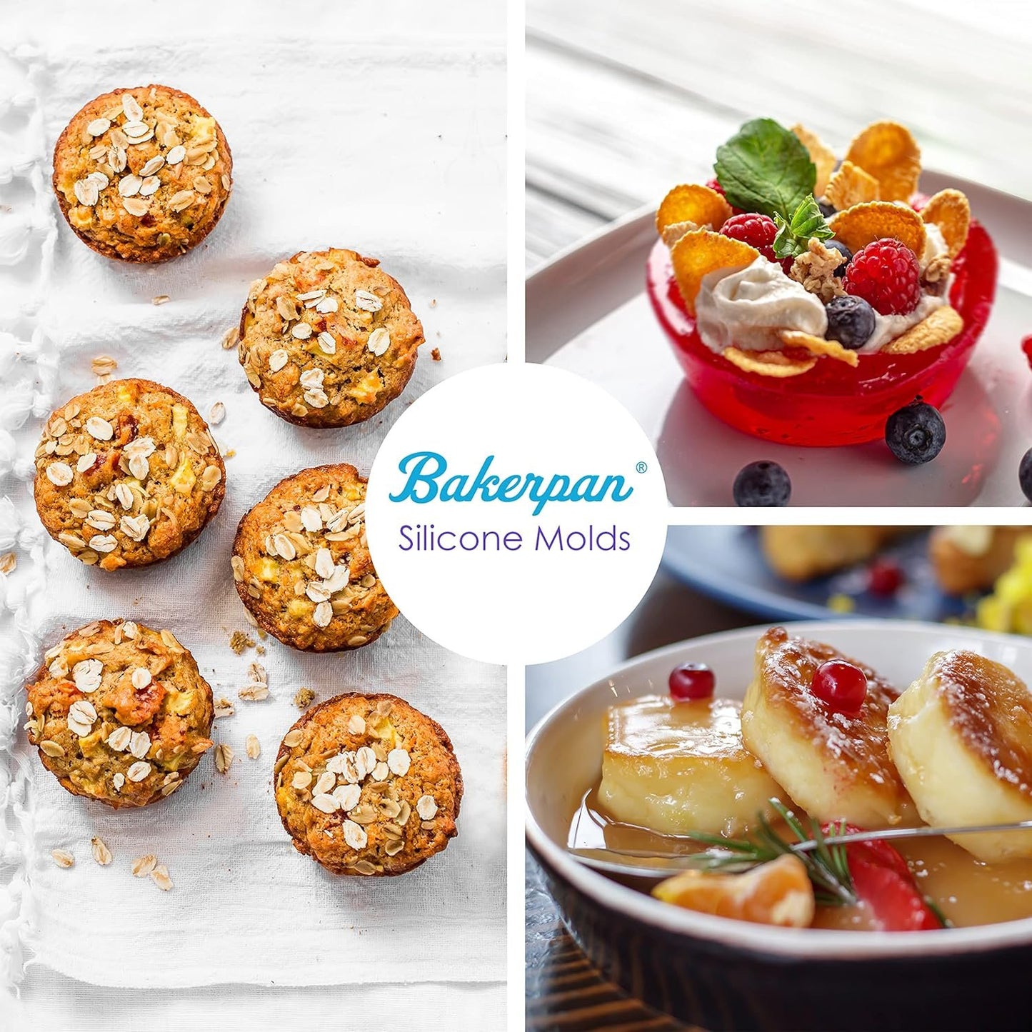 Bakerpan Silicone Mini Muffin Pan, Mini Cupcake Pan, Mini Muffin Silicone Molds