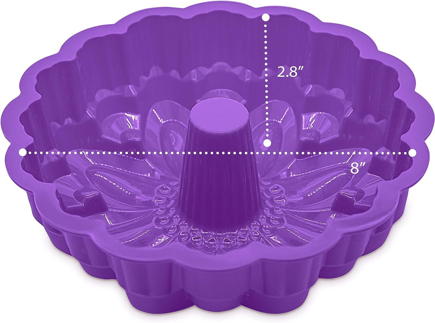 Bakerpan Silicone Cake Mold for Baking, Flower Fluted Cake Pan, 8" Cake Molds